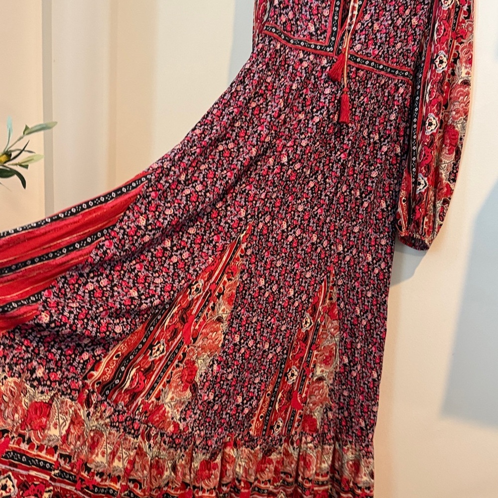 Free People Happy Feelings Dress
Maxi Long Sleeve Red Black S - Picture 6 of 11